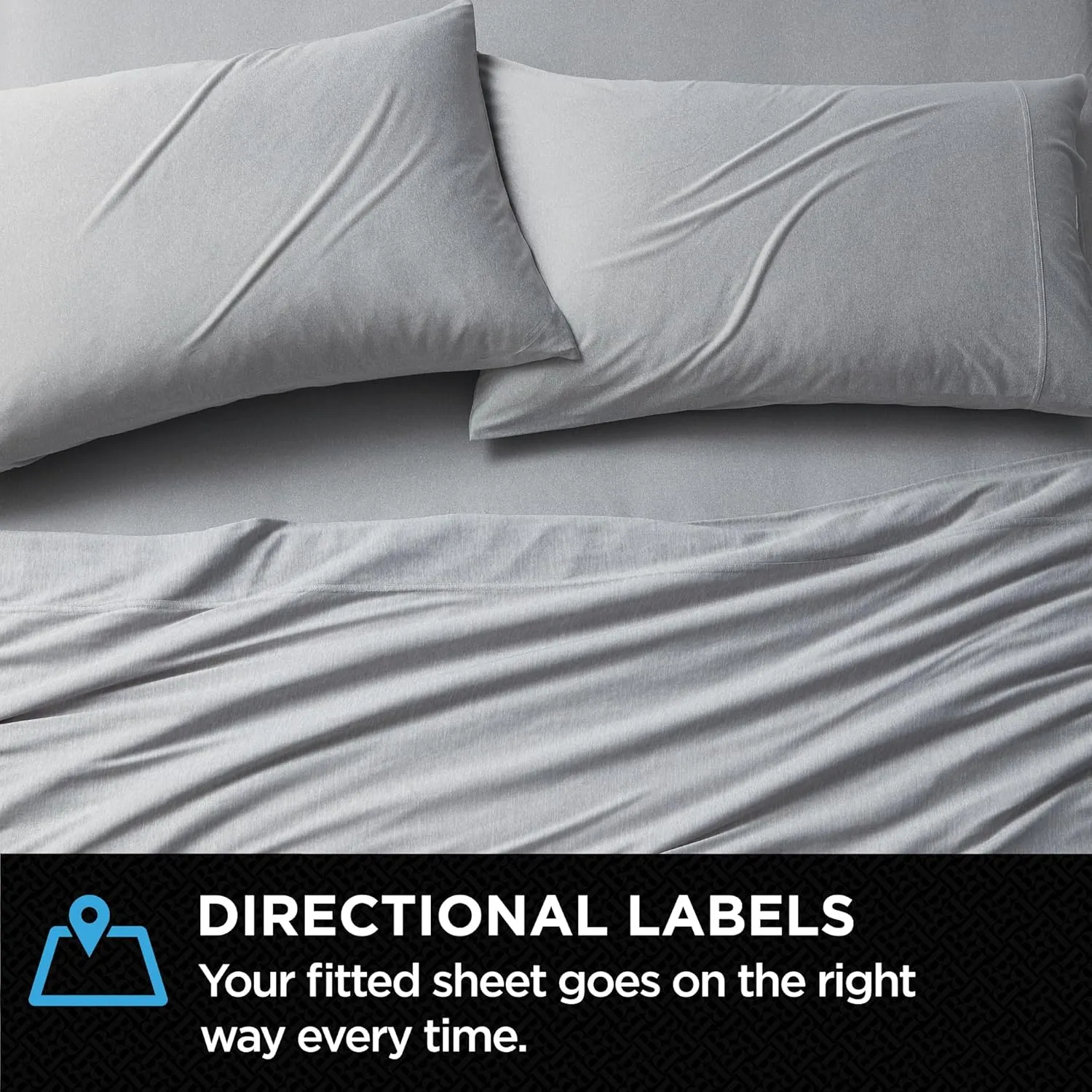 Brookstone Comfort Queen Sheet Set - Innovative Cooling Sheets for Hot Sleepers - Deep Sleep with Temperature Regulation - 4-Piece Set of Soft Flat, Fitted Sheet, & Two Pillowcases - Gray
