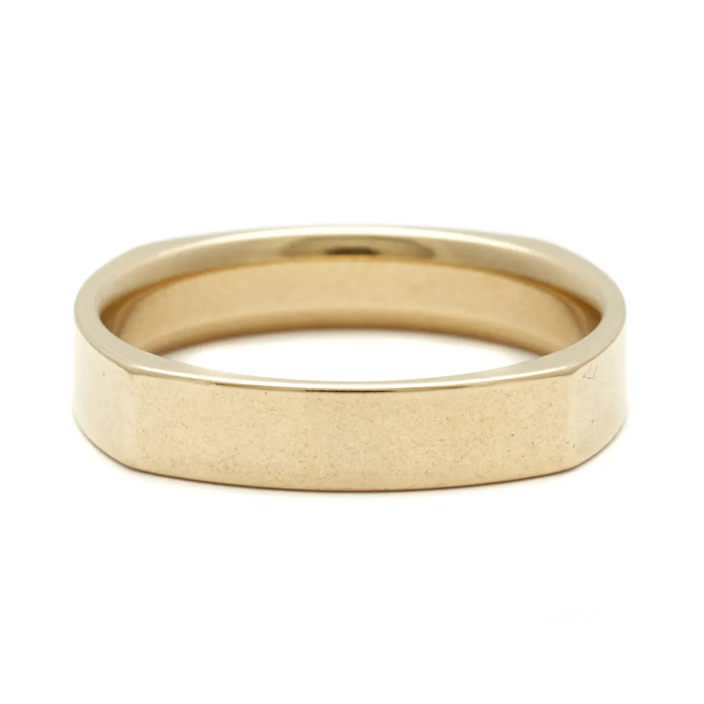 Brushed Soft Square Band - 14k Gold, 4mm