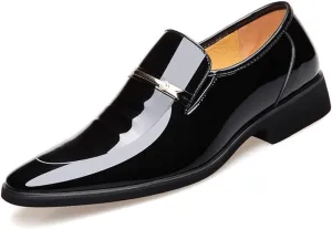 BULMEGIRY Mens Oxford Dress Shoes Faux Patent Leather Wedding Shoes Classic Lace-up Formal Tuxedo Derby Shoes Black