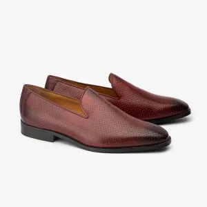 Burgundy Perforated Penny Loafer