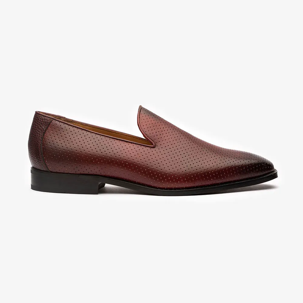 Burgundy Perforated Penny Loafer