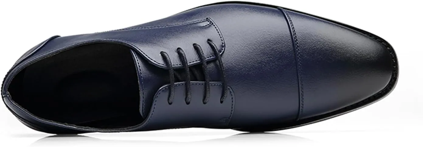 ByErz Men's Dress Shoes Oxford Leather Stylish Lace-Up Wingtip Brogues Business Casual Formal Derby Shoes