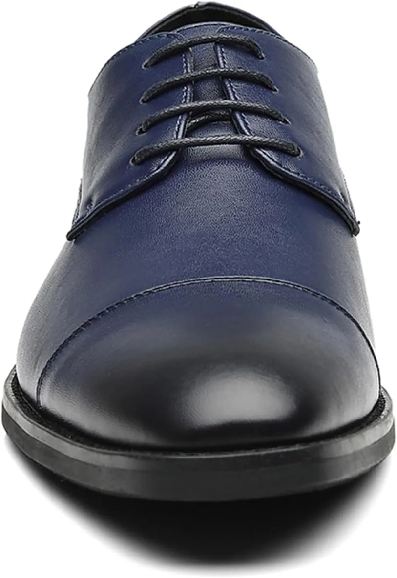 ByErz Men's Dress Shoes Oxford Leather Stylish Lace-Up Wingtip Brogues Business Casual Formal Derby Shoes
