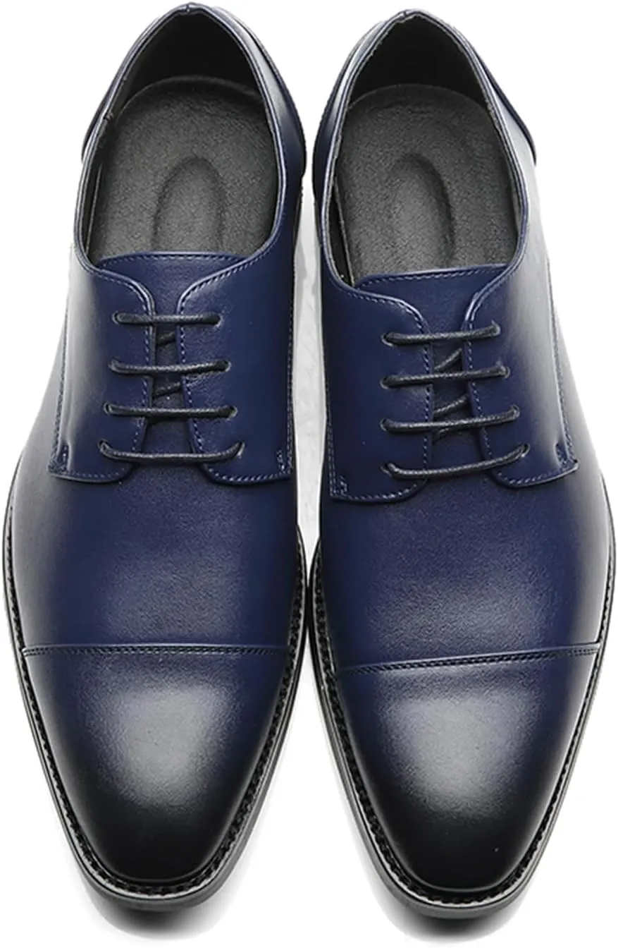 ByErz Men's Dress Shoes Oxford Leather Stylish Lace-Up Wingtip Brogues Business Casual Formal Derby Shoes