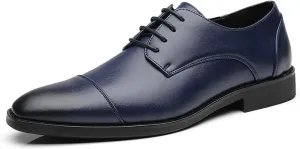 ByErz Men's Dress Shoes Oxford Leather Stylish Lace-Up Wingtip Brogues Business Casual Formal Derby Shoes