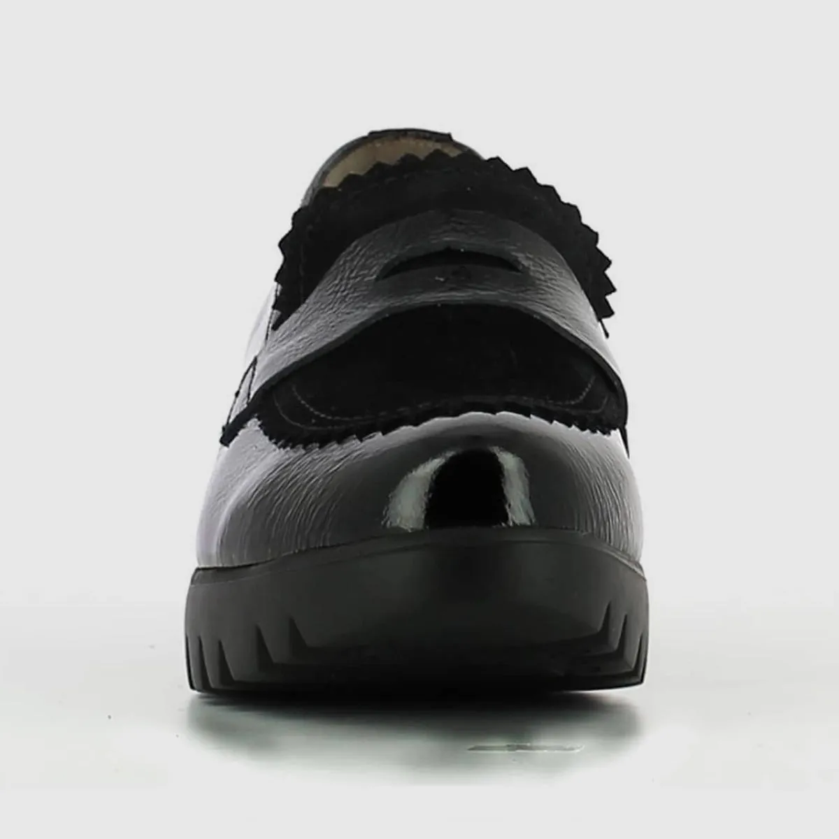 C-33223 Dress Wedge Loafer in Black Patent