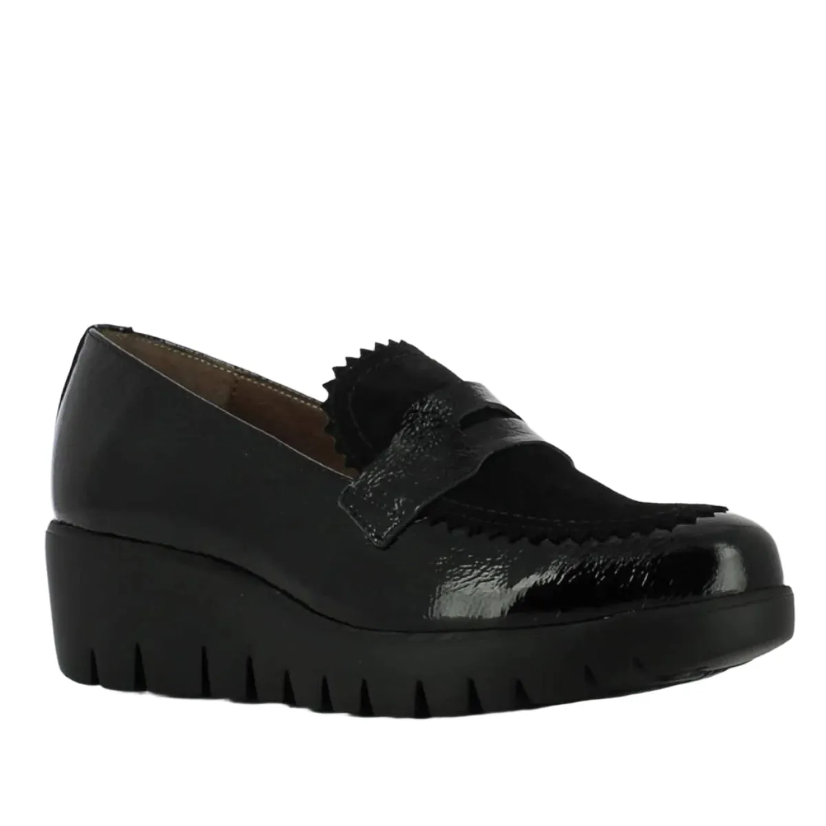 C-33223 Dress Wedge Loafer in Black Patent