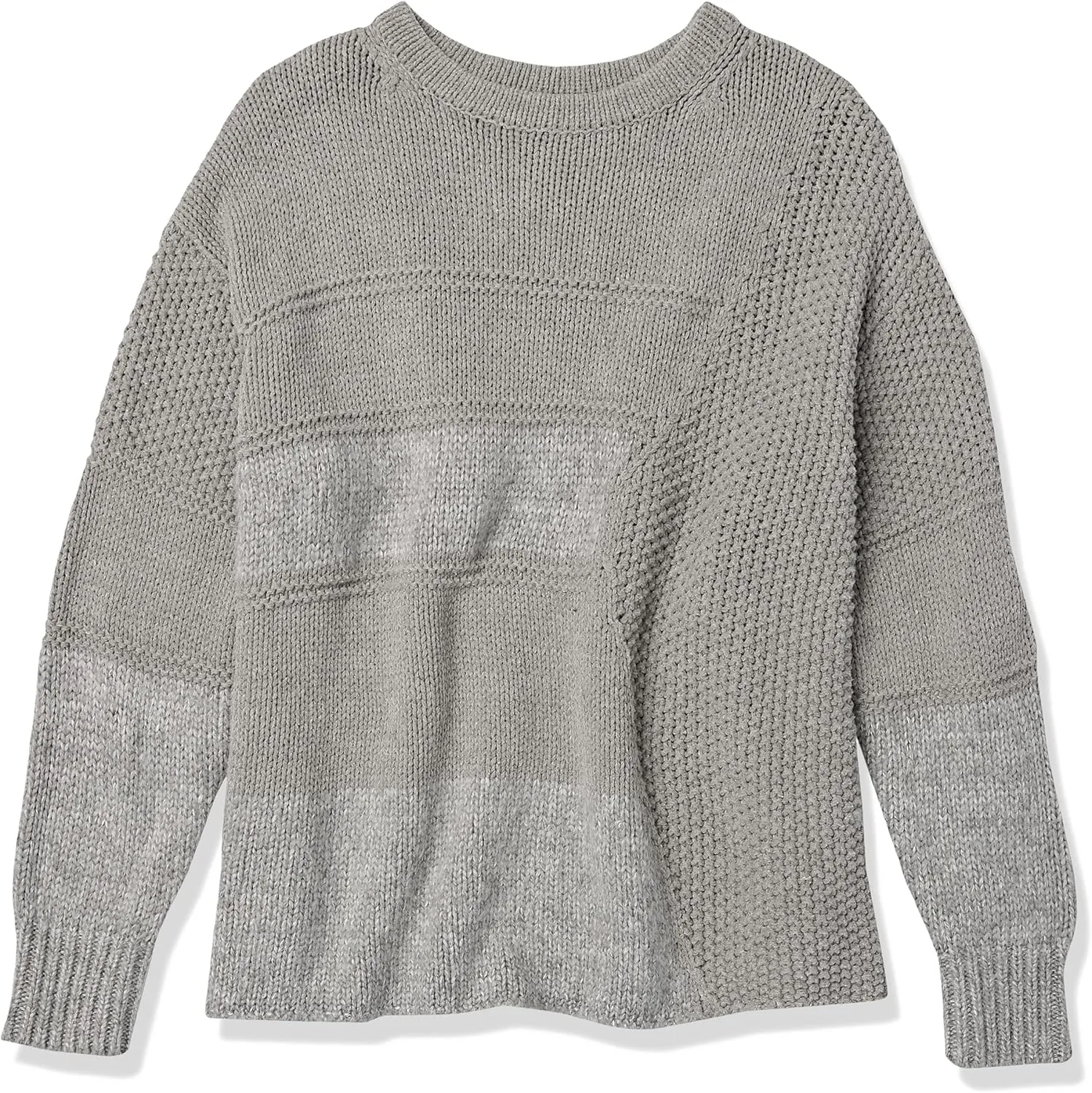 Cable Stitch Women's Mixed Stitch Long-Sleeve Oversized Sweater - Soft Crewneck Slouchy Casual Pullover Top