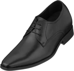 CALTO Men's Invisible Height Increasing Elevator Shoes - Black Premium Leather Lace-up Formal Derby Oxfords - 2.8 Inches Taller - Y5011 - Size 9 D(M) US