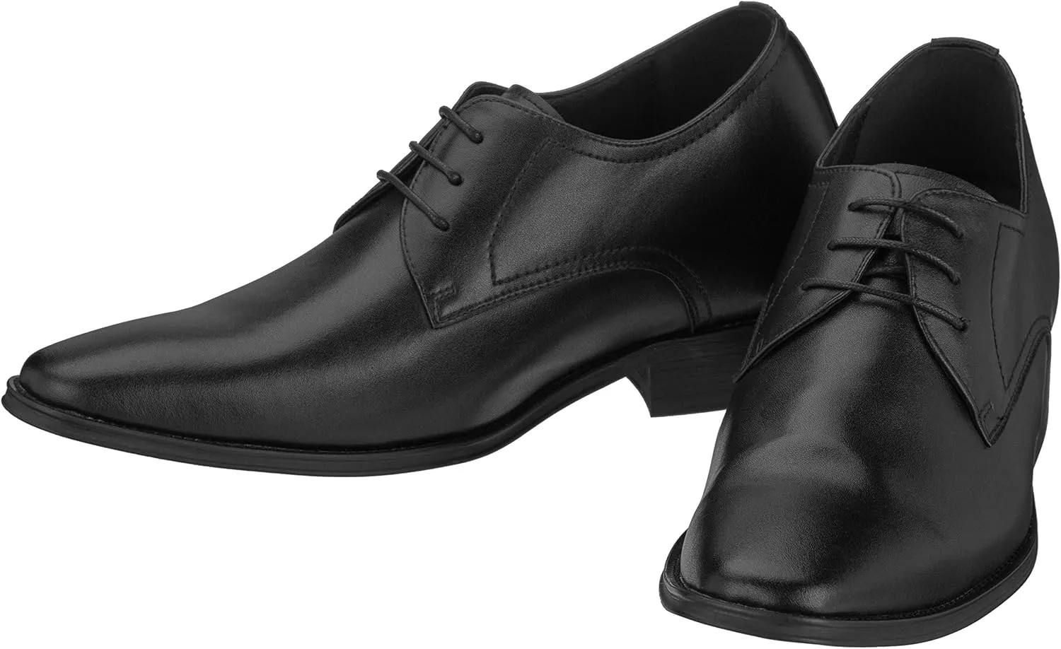CALTO Men's Invisible Height Increasing Elevator Shoes - Black Premium Leather Lace-up Formal Derby Oxfords - 2.8 Inches Taller - Y5011 - Size 9 D(M) US