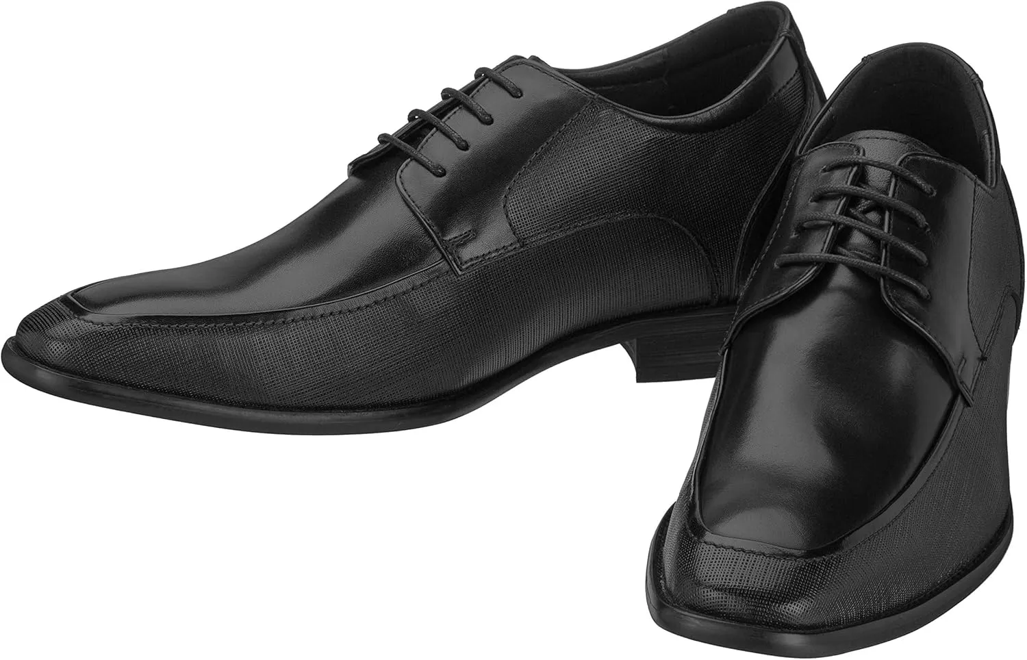 CALTO Men's Invisible Height Increasing Elevator Shoes - Black Premium Leather Lace-up Formal Derby Oxfords - 3 Inches Taller - Y5032 - Size 12 D(M) US