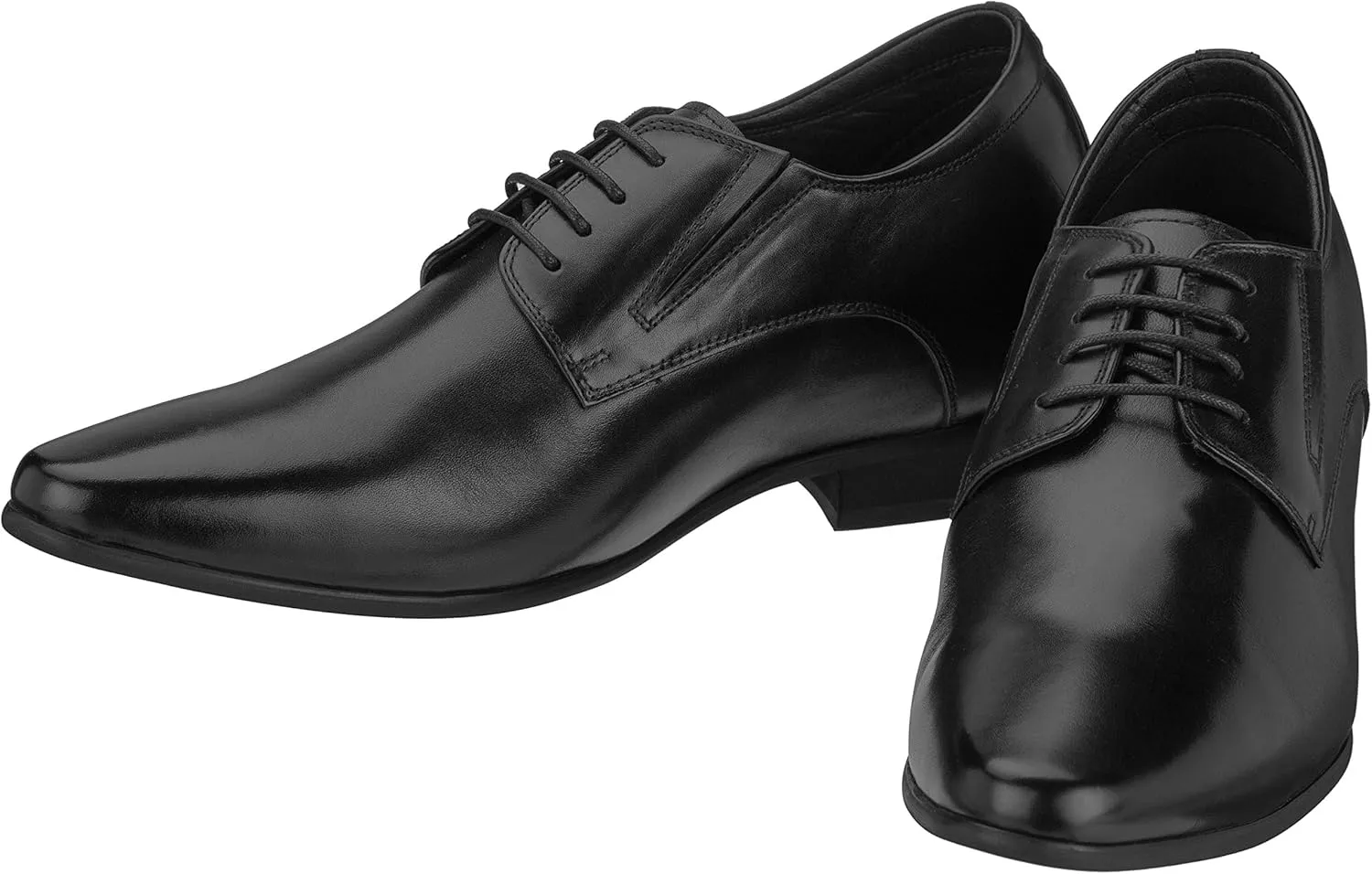 CALTO Men's Invisible Height Increasing Elevator Shoes - Black Premium Leather Lace-up Formal Derby Oxfords - 3 Inches Taller - Y5051 - Size 6.5 D(M) US