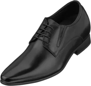 CALTO Men's Invisible Height Increasing Elevator Shoes - Black Premium Leather Lace-up Formal Derby Oxfords - 3 Inches Taller - Y5051 - Size 6.5 D(M) US