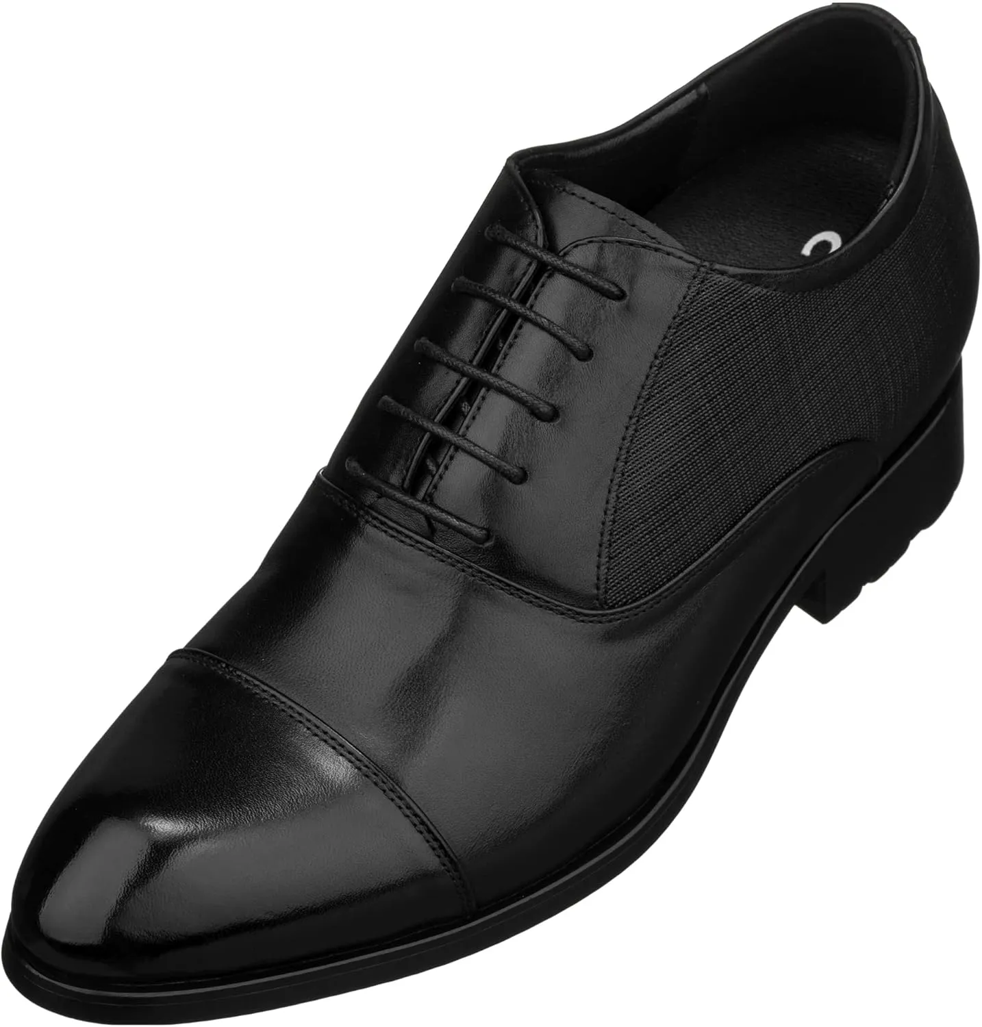 CALTO Men's Invisible Height Increasing Elevator Shoes - Black Premium Leather Lace-up Formal Derby Oxfords - 3 Inches Taller - Y6710 - Size 12 D(M) US