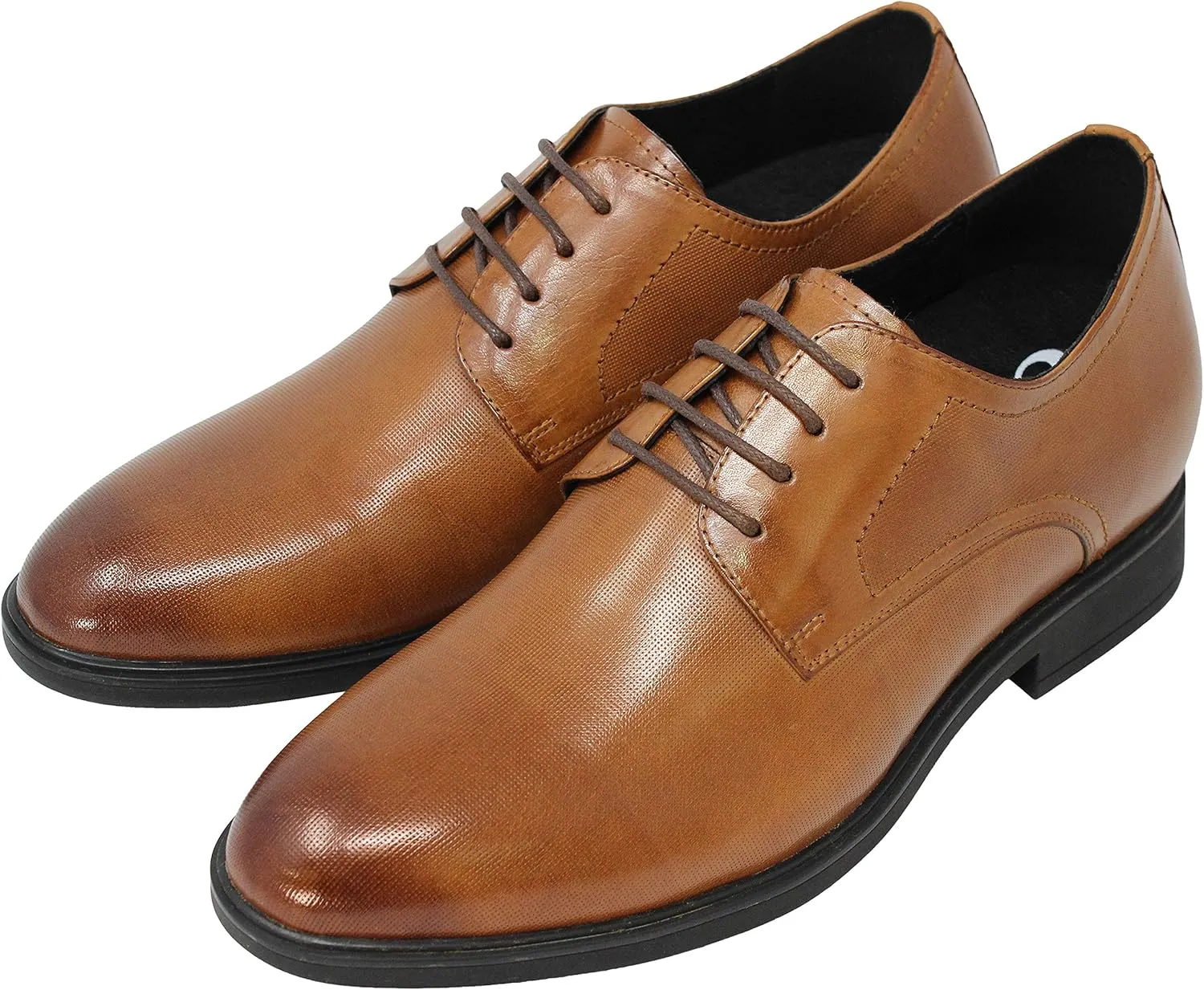 CALTO Men's Invisible Height Increasing Elevator Shoes - Brown Premium Leather Lightweight Lace-up Formal Oxfords - 3 Inches Taller - Y10752 - Size 9 D(M) US