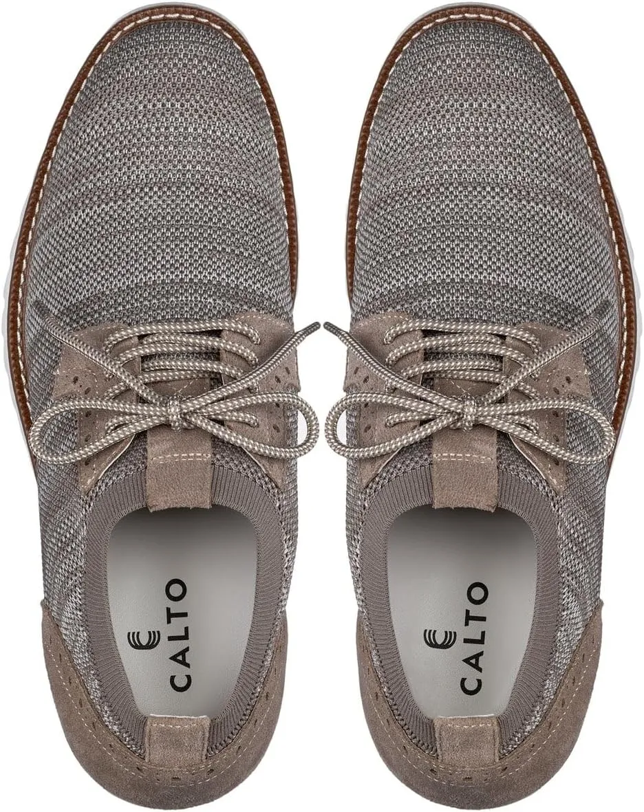 CALTO Men's Invisible Height Increasing Elevator Shoes - Camel Brown Lightweight Lace-up Casual Derby - 3.2 Inches Taller - J1506 - Size 9.5 D(M) US