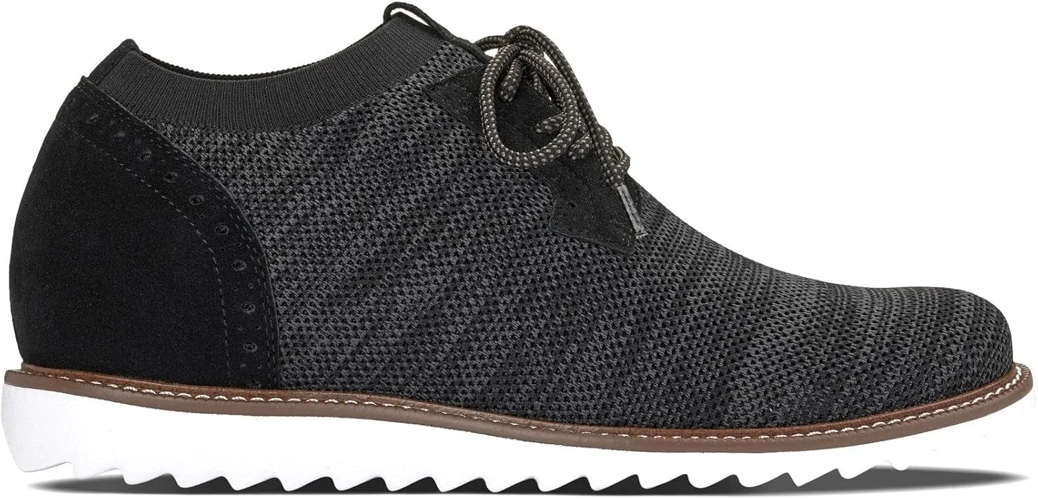 CALTO Men's Invisible Height Increasing Elevator Shoes - Charcoal Grey Lightweight Lace-up Casual Derby - 3.2 Inches Taller - J1504 - Size 10 D(M) US