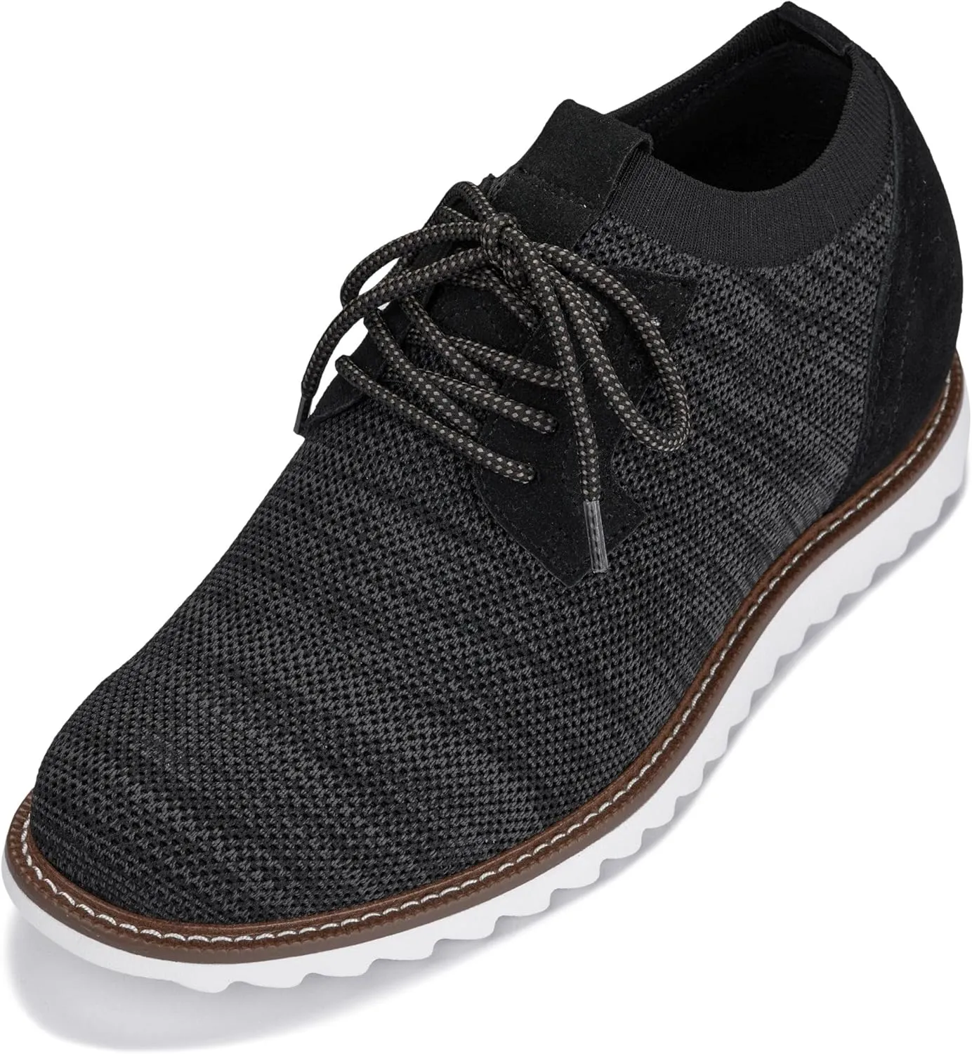 CALTO Men's Invisible Height Increasing Elevator Shoes - Charcoal Grey Lightweight Lace-up Casual Derby - 3.2 Inches Taller - J1504 - Size 10 D(M) US