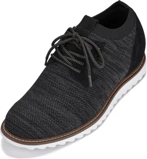 CALTO Men's Invisible Height Increasing Elevator Shoes - Charcoal Grey Lightweight Lace-up Casual Derby - 3.2 Inches Taller - J1504 - Size 10 D(M) US