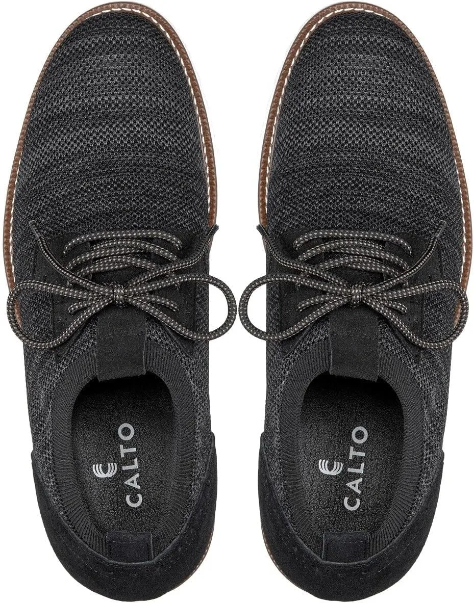 CALTO Men's Invisible Height Increasing Elevator Shoes - Charcoal Grey Lightweight Lace-up Casual Derby - 3.2 Inches Taller - J1504 - Size 10 D(M) US