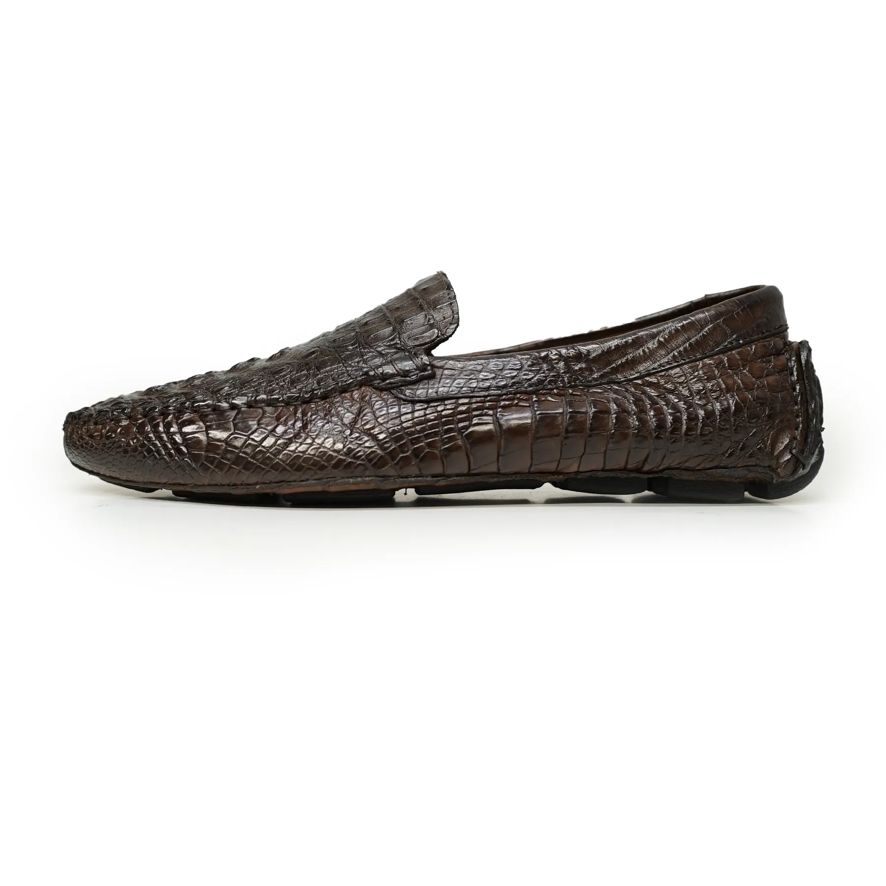 Calzoleria Toscana 4551 Dark Brown Hornback Driver Loafers