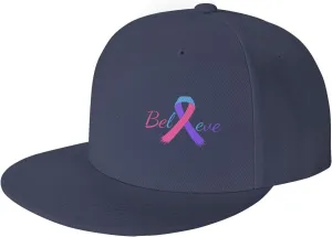 Cancer Believe Thyroid Cancer Teal Pink Blue Ribbon Fashion Flat Cap Adujstable Men Women Baseball Caps Outdoor