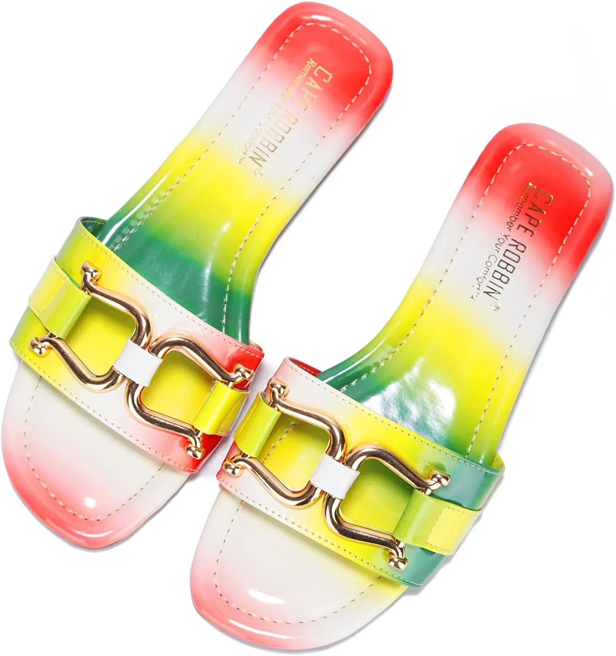 Cape Robbin Alani Flat Sandals Slides for Women, Womens Mules Slip On Shoes - Ombre Size 8