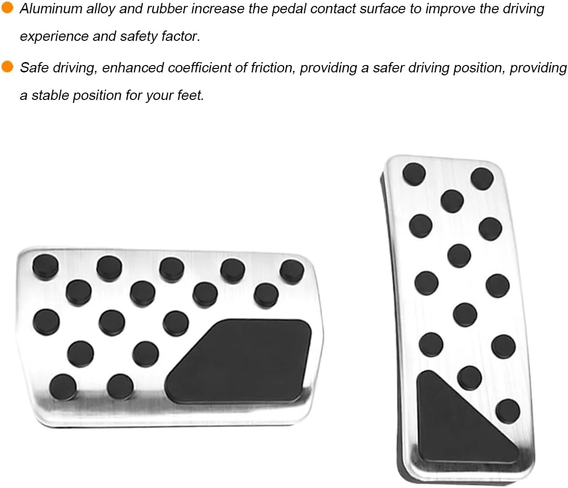 Car Pedal Cover, 2PCS Aluminum Alloy Vehicle Accelerator Gas Brake Pedal Pads, Non Slip No Drilling Auto Interior Foot Pedal Kit Compatible with 2011-2025 Grand Cherokee Durango(Silver)