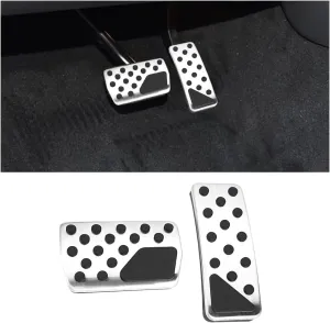Car Pedal Cover, 2PCS Aluminum Alloy Vehicle Accelerator Gas Brake Pedal Pads, Non Slip No Drilling Auto Interior Foot Pedal Kit Compatible with 2011-2025 Grand Cherokee Durango(Silver)