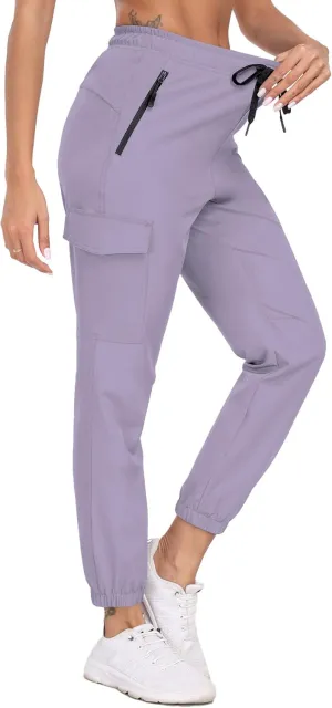 Cargo Pants Women Water Resistant Joggers with Pockets Hiking Pants Lightweight Quick Dry Elastic Waist Pants HH2412