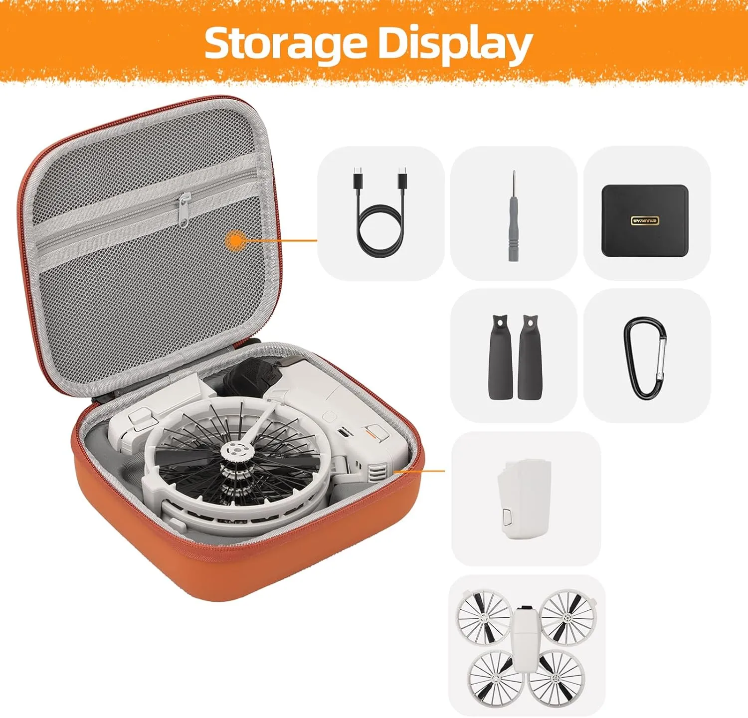 Carrying Case for DJI Flip, Portable Travel Storage Bag for DJI Flip Drone Accessories (Orange)