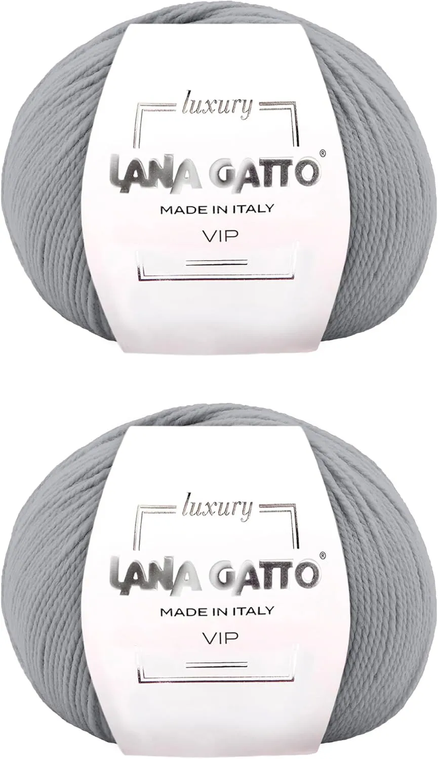 Cashmere and Extra-fine Merino Wool Luxurious Yarns for Hand Knitting and Crocheting, Made in Italy (Grey - 5513, 2)