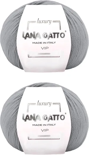 Cashmere and Extra-fine Merino Wool Luxurious Yarns for Hand Knitting and Crocheting, Made in Italy (Grey - 5513, 2)