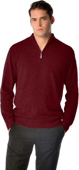 Cashmere Boutique 100% Pure Cashmere Half Zip Sweater for Men –Pullover, Long Sleeve, Soft and Warm Quarter Zip Sweater