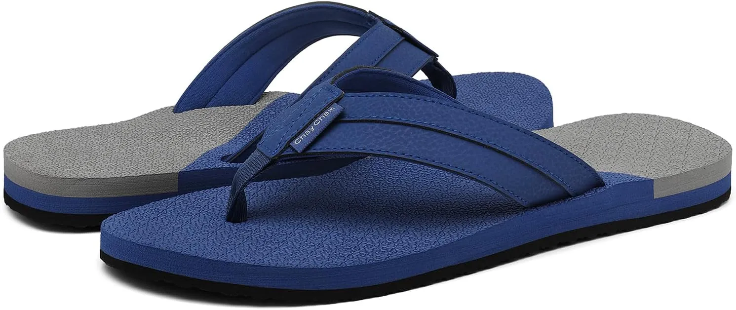ChayChax Mens Flip Flops Arch Support Comfort Beach Thong Sandals with Ultra Cushion Footbed