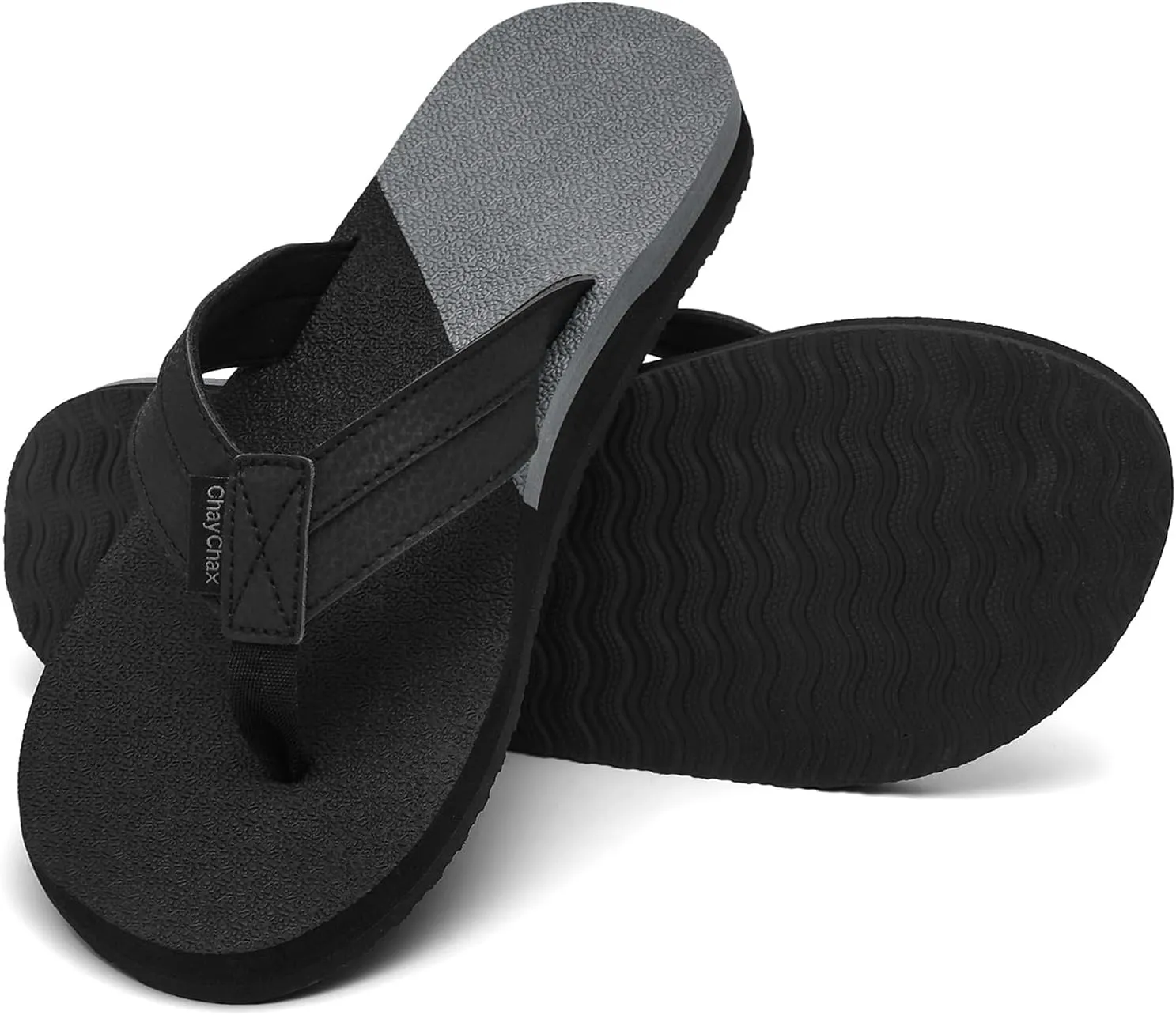 ChayChax Mens Flip Flops Arch Support Comfort Beach Thong Sandals with Ultra Cushion Footbed