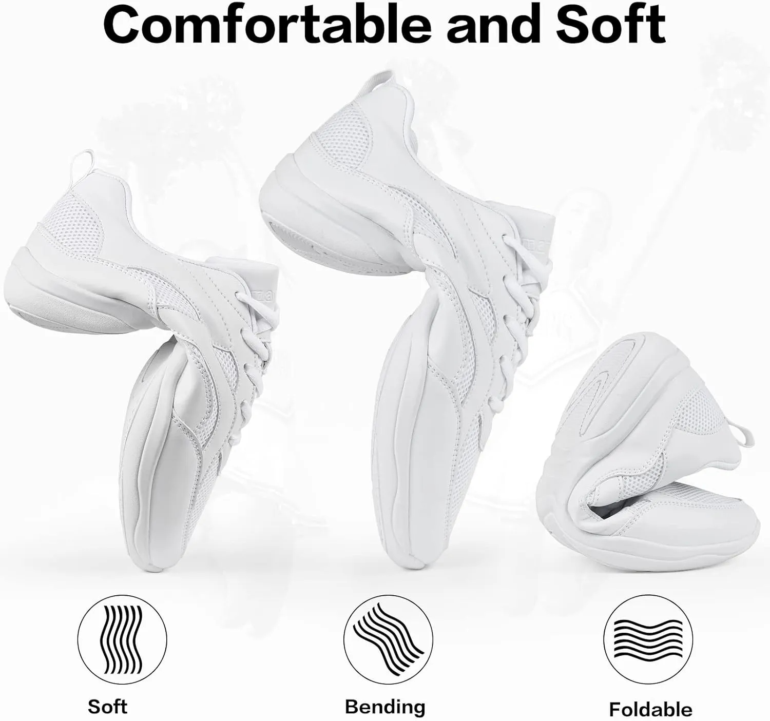 Cheer Shoes for Youth Girls White Cheerleading Athletic Dance Shoes Tennis Sneakers for Competition Sport Training