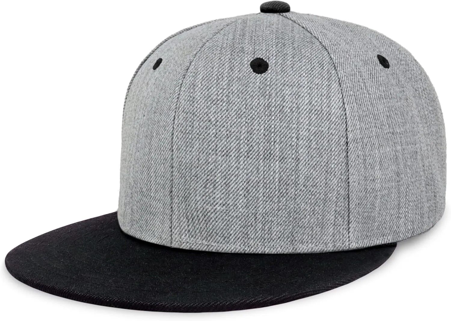 CHOK.LIDS Two Tone Snapback Heather Grey Flat Bill Visor Wool Blend Classic Plain Hats for Men Women Adjustable Baseball Cap