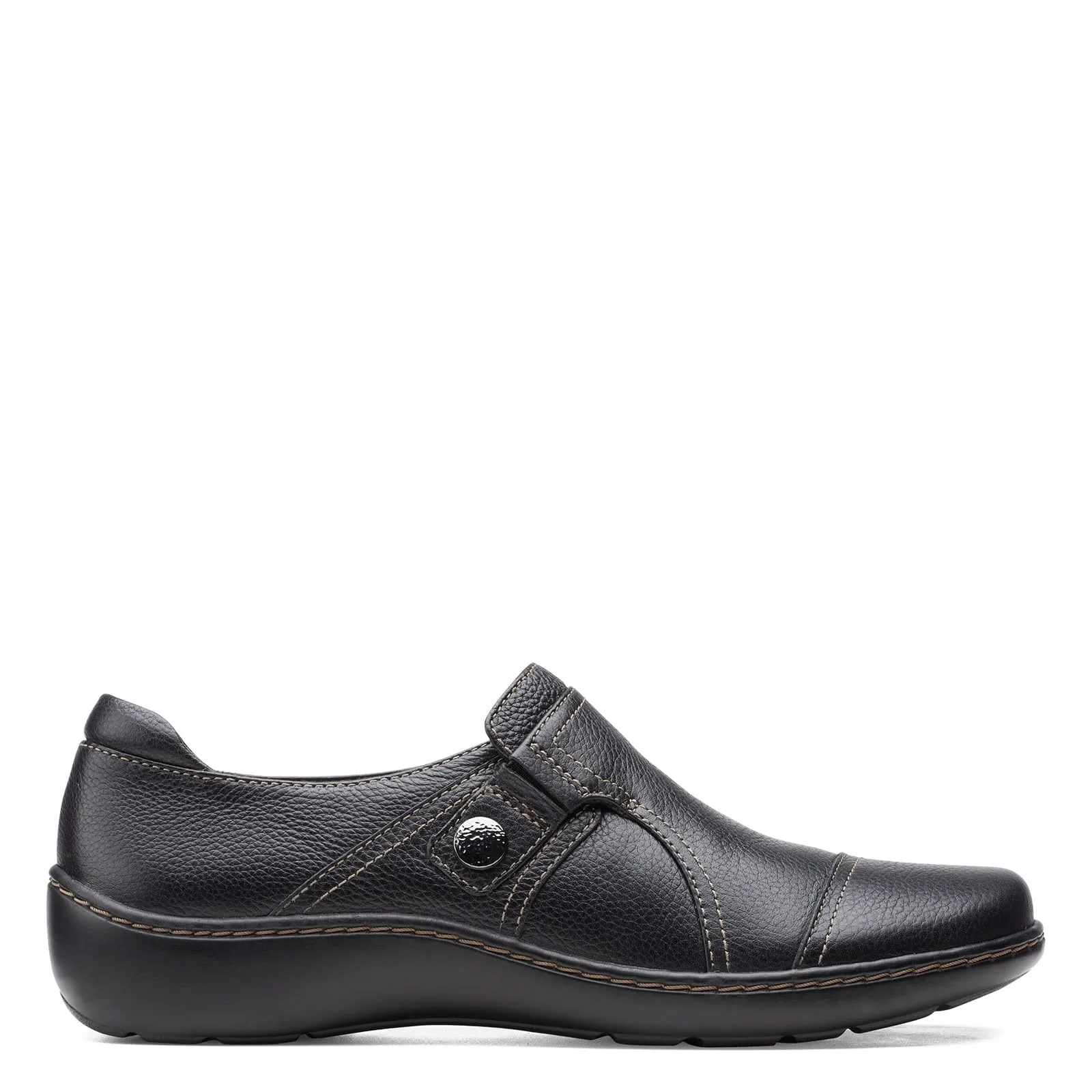 Clarks Women's Cora Poppy Loafer, Black Tumbled, 10 Wide