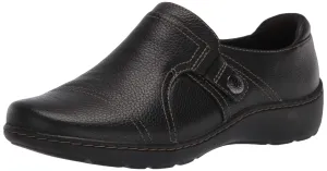 Clarks Women's Cora Poppy Loafer, Black Tumbled, 10 Wide