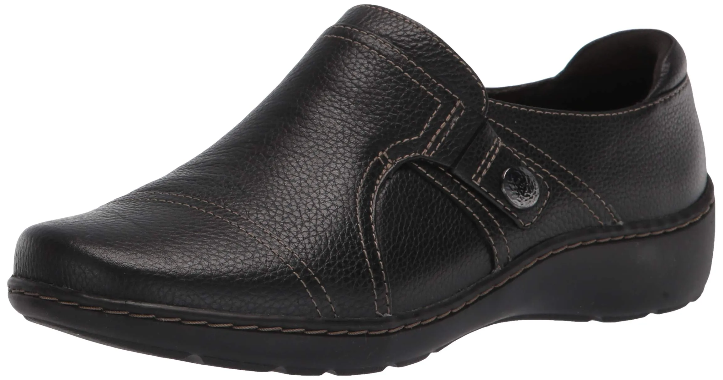 Clarks Women's Cora Poppy Loafer, Black Tumbled, 10 Wide