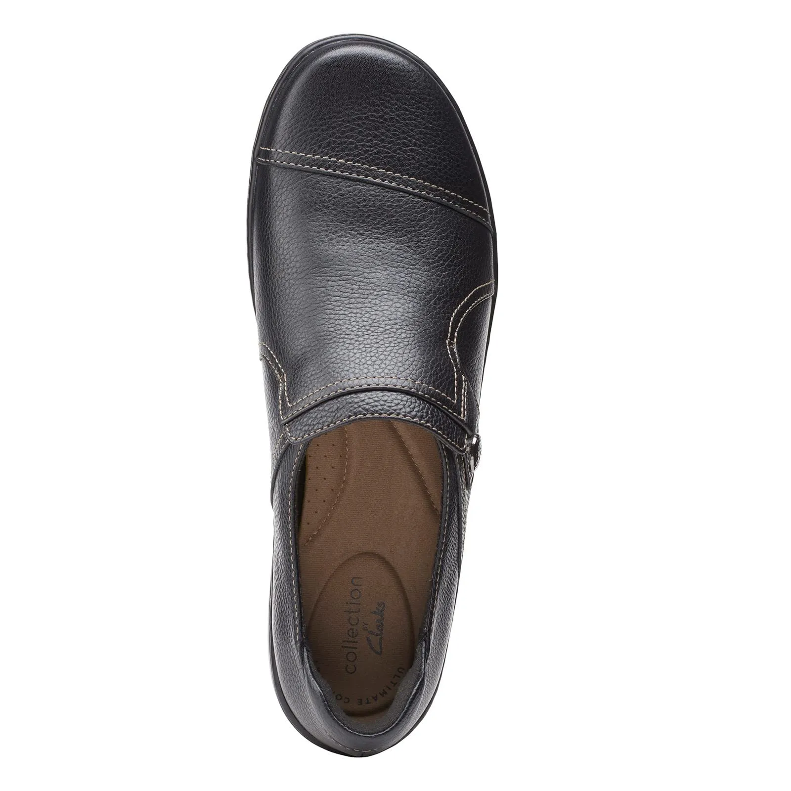 Clarks Women's Cora Poppy Loafer, Black Tumbled, 10 Wide