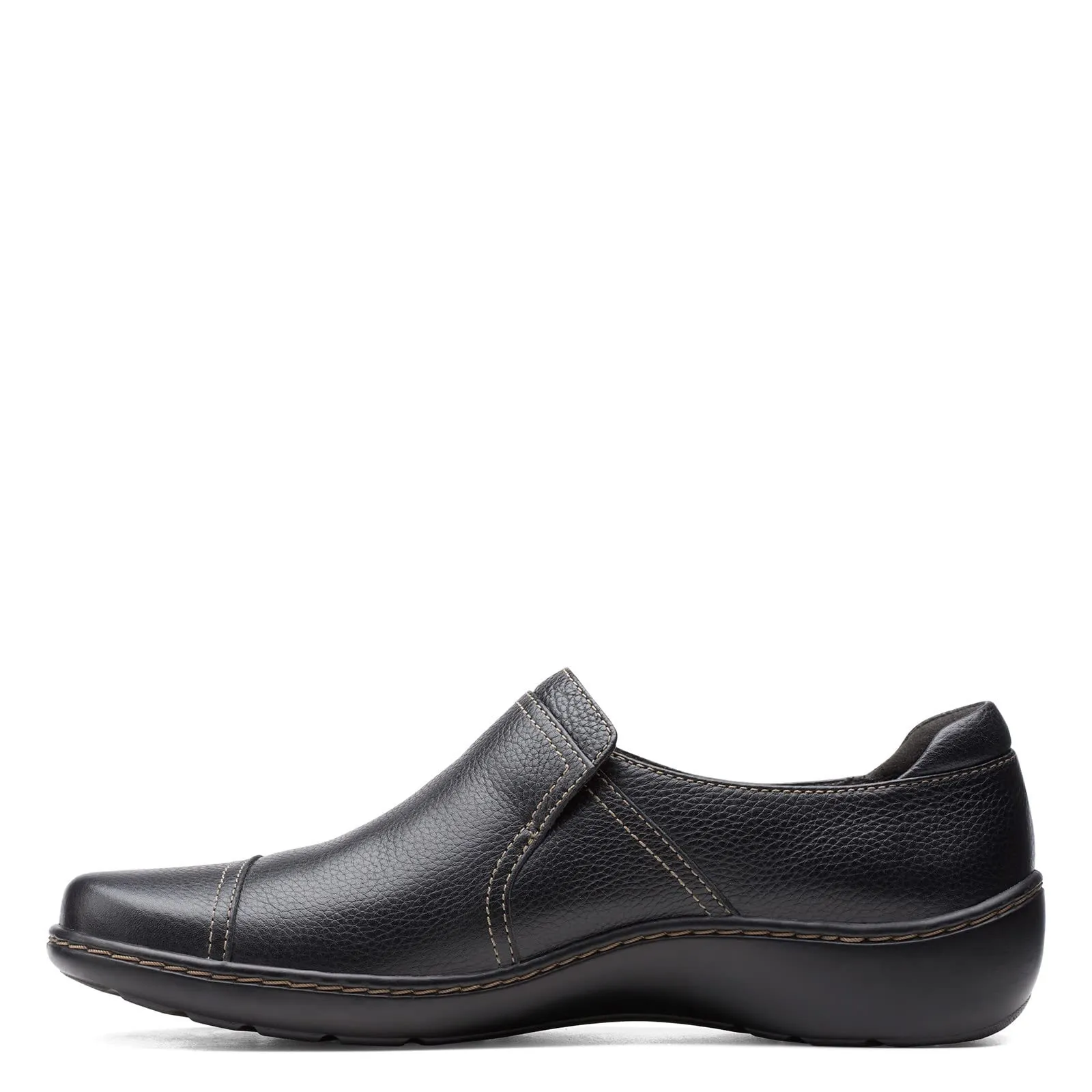 Clarks Women's Cora Poppy Loafer, Black Tumbled, 10 Wide