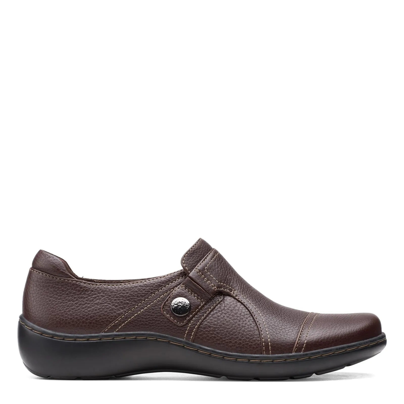 Clarks Women's Cora Poppy Loafer, Dark Brown Tumbled, 8.5