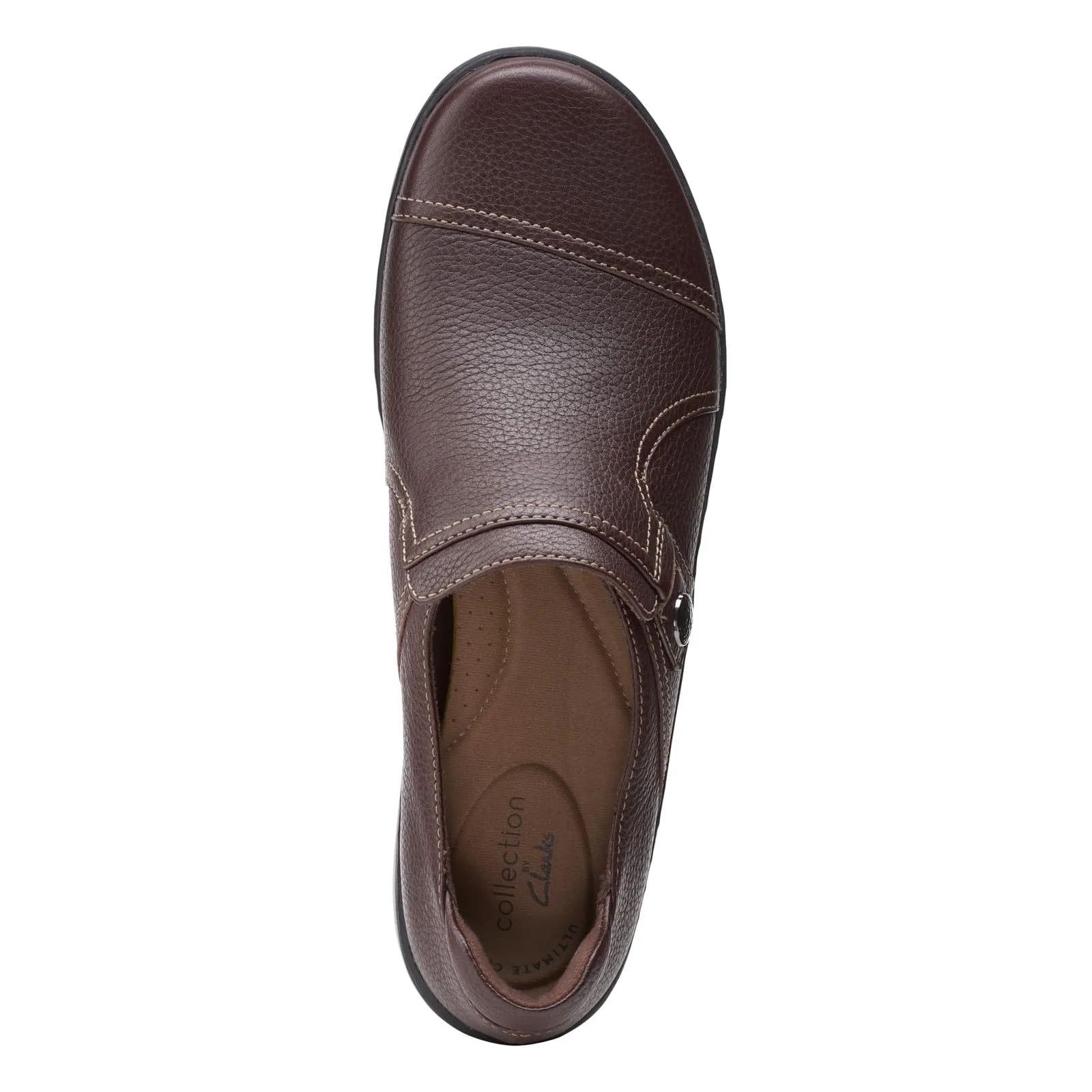 Clarks Women's Cora Poppy Loafer, Dark Brown Tumbled, 8.5