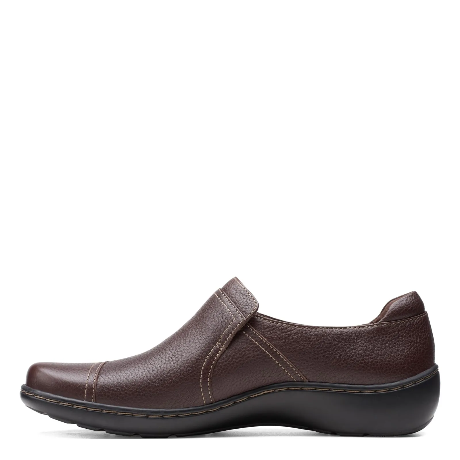 Clarks Women's Cora Poppy Loafer, Dark Brown Tumbled, 8.5