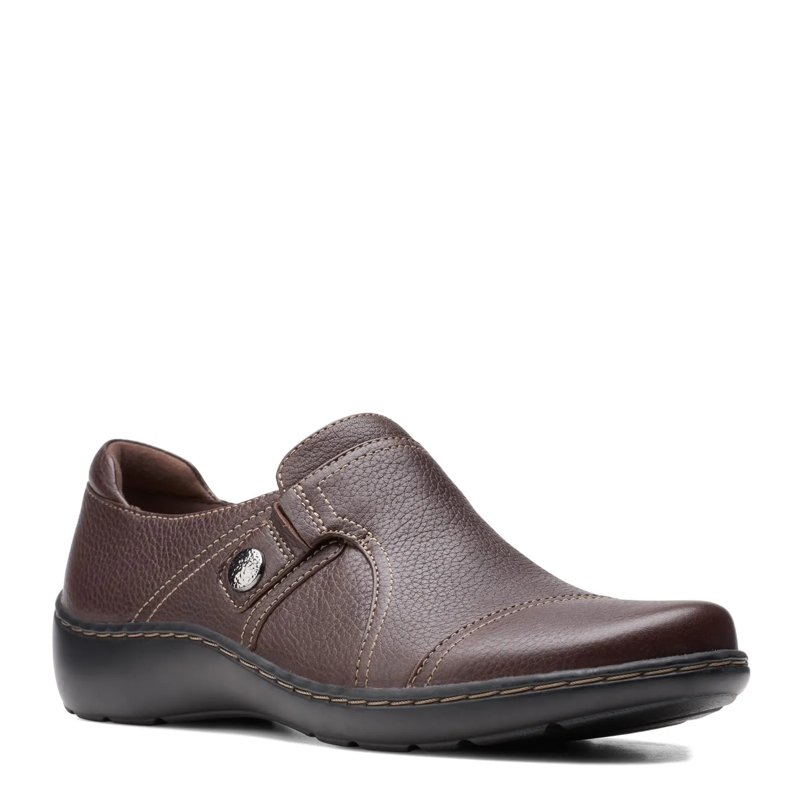 Clarks Women's Cora Poppy Loafer, Dark Brown Tumbled, 8.5