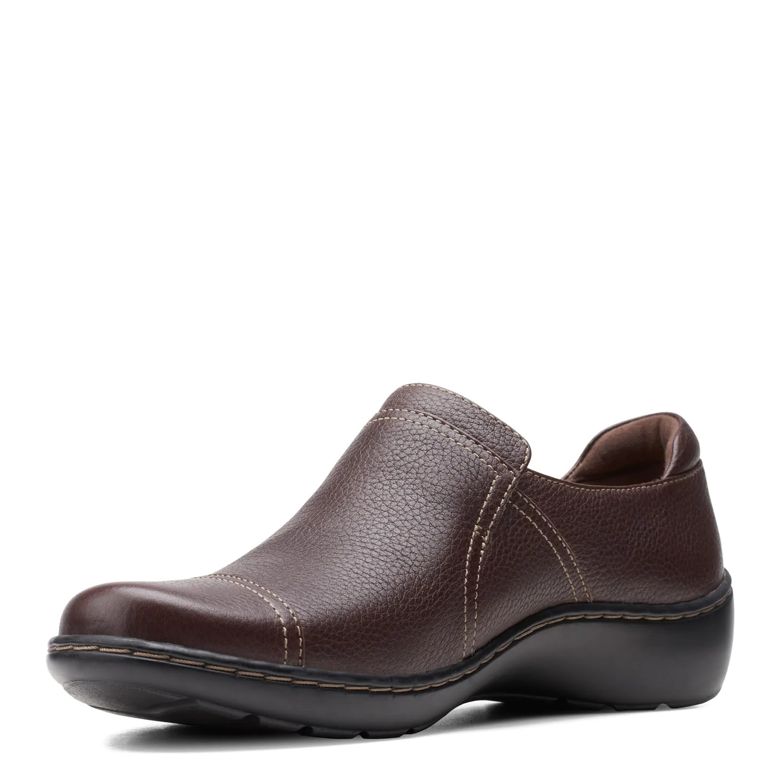 Clarks Women's Cora Poppy Loafer, Dark Brown Tumbled, 8.5