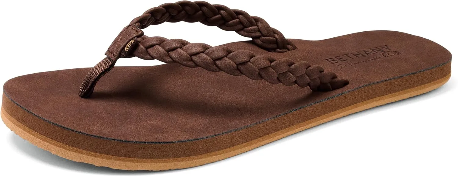 Cobian Braided Pacifica Soft Strap Beach Flip Flop Sandals for Women with Full Arch Support