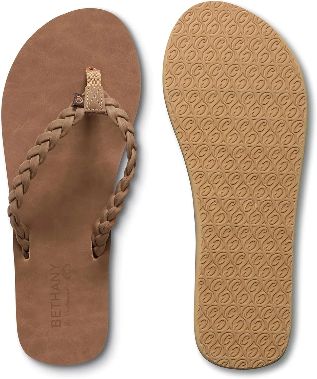 Cobian Braided Pacifica Soft Strap Beach Flip Flop Sandals for Women with Full Arch Support